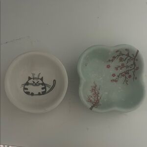 Charming Cat and Floral Ceramic Bowl Set